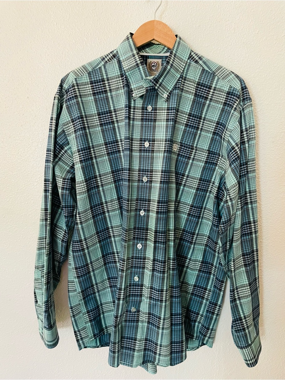 Cinch Men's Plaid Button-Down Shirt Size Large 100% Cotton Western Rodeo